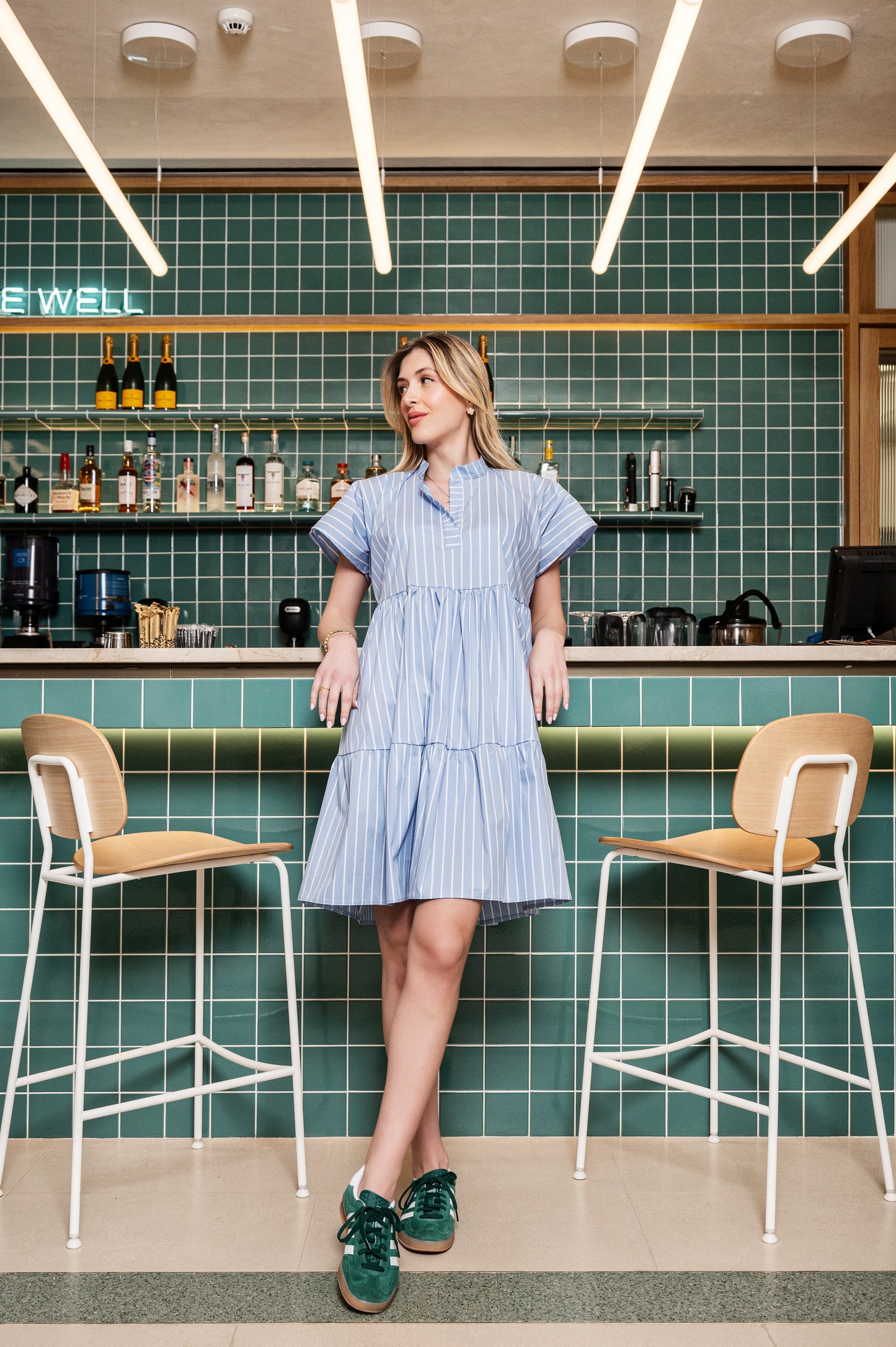 GUILTY - STRIPED MINI DRESS WITH PRINTED QUOTE IN THE BACK "CAN'T TOUCH THIS"