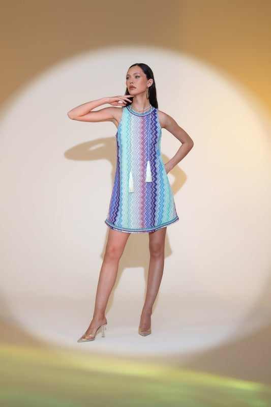 PHO FIRENZE – ZIGZAG MINI TUNIC DRESS