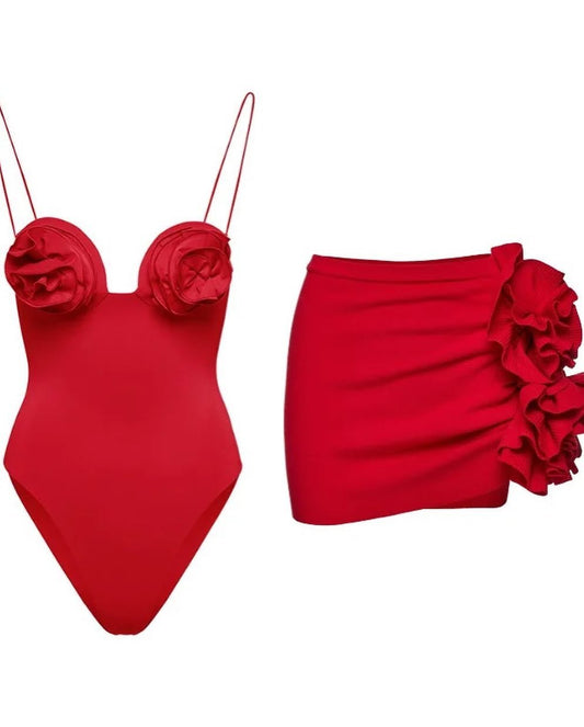 Two Dolls - Passion Red Piece and Skirt Set
