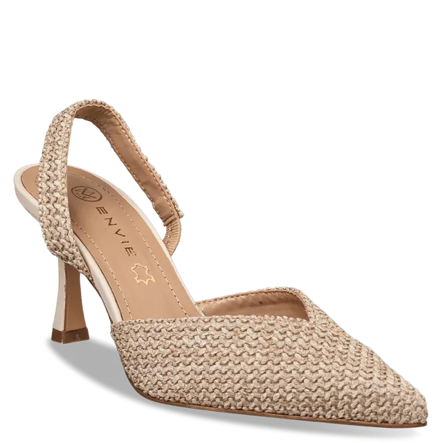 ENVIE - RAFFIA-EFFECT SLINGBACK PUMPS