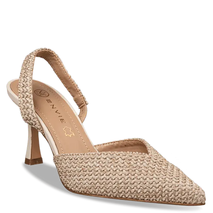 ENVIE - RAFFIA-EFFECT SLINGBACK PUMPS